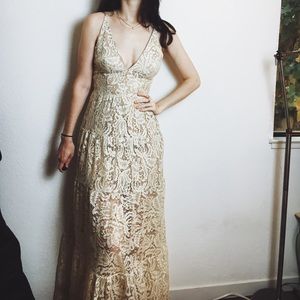 Dress the Population White Lace Maxi